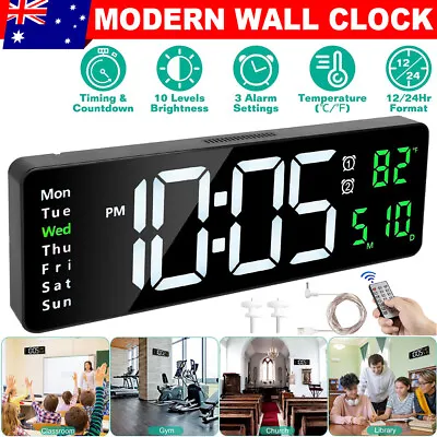 $38.85 • Buy Wall Digital Clock Modern Large LED Desk Room Table Calendar Temperature Date AU