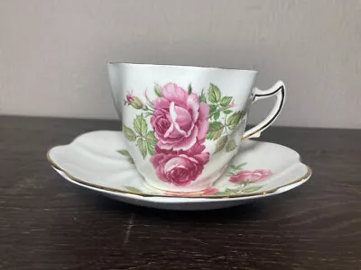 Vintage Crown Bone China Made In England Cup & Saucer Pink Rose English Rose • $5.73