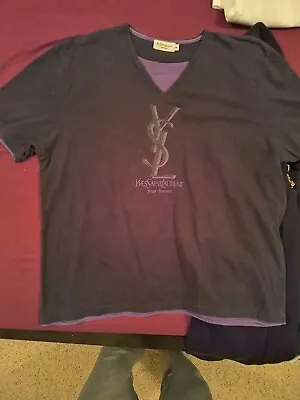 Yves Saint Laurent Mens Vintage YSL Black Tee XXL 2XL.  Please See Description! • $80