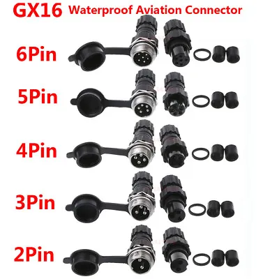 2Pin/3/4/5/6Pin GX16 Waterproof Aviation Connector Plug Socket Sensor Encoder • $1.80