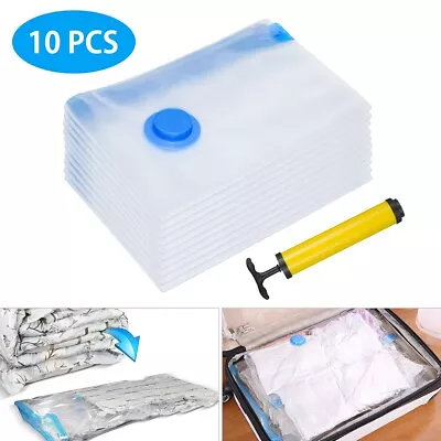 $5.50 • Buy 10 Vacuum Storage Bags Travel Space Saver Garment Seal Clothes Hand Pump Medium