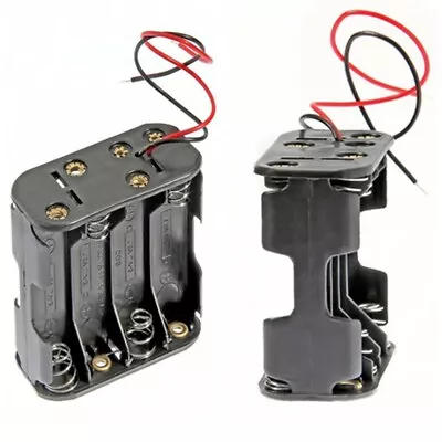 2x 8-AA Battery Spring Clip Holder Case Plastic Box Tow Layers Stacked Wires 12V • $7.95