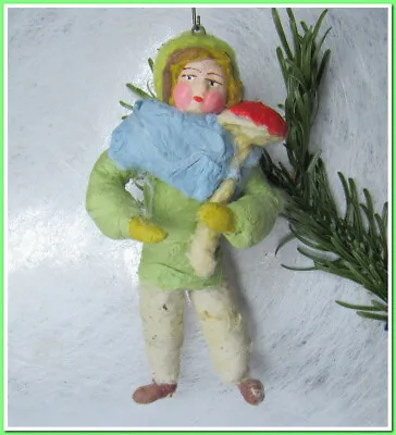 Vintage Antique Christmas German Spun Cotton Ornament Figure #31241 • $40