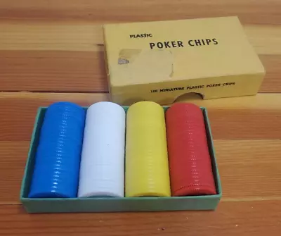 H. Baron Co. 100 Miniature Plastic Poker Chips Vintage New York N.Y.  .75  • $15.95