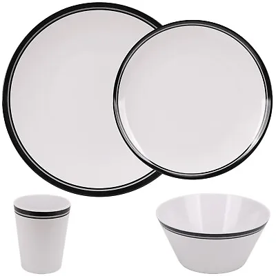 Melamine Plastic Dinner Set Various Design Tableware Plate Cup Bowl 16 Piece Set • £28.29