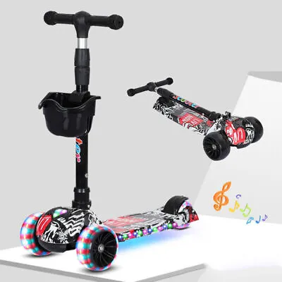 3 Wheels Child Kids Kick Push Scooter LED Flashing Tilt Lean Boys Girls Scooter • £19.99