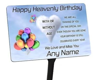 Birthday Memorial Plaque & Stake. Personalised Name Age Garden Grave Etc • £12.99