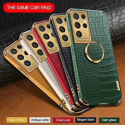 For Samsung Galaxy S23 Ultra S22 Plus S21 Note20 S20 Crocodile Leather Ring Case • $8.61