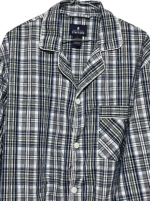 $15 • Buy Stafford Sleepwear Regular Fit Pajama Shirt Men Size L Pocket Blue Gray Plaid