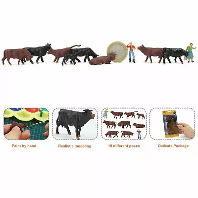 36pcs Model Trains HO Scale 1:87 Brown Black Cows Cattle Shepherd Farm Animals • $10.99