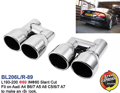 Exhaust Tips Quad Tailpipe Trims For Audi A4 A5 A6 A7 A8 S4 S5 S6 S7 S8 3.5  89m • $284.56