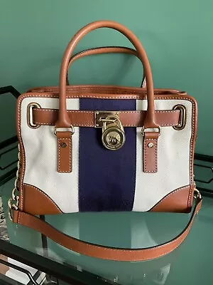 Michael Kors Medium East-West Hamilton Satchel/Shoulder Bag In Cream/Navy - EUC • $32