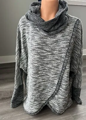 Calvin Klein Womens Crossover Performance Sweater Size M Cowl Neck Knit Gray • $20.54