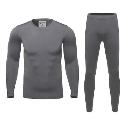 Mens Ultra-Soft Fleece Lined Thermal Base Layer Top & Bottom Set - Gray S • $17.99