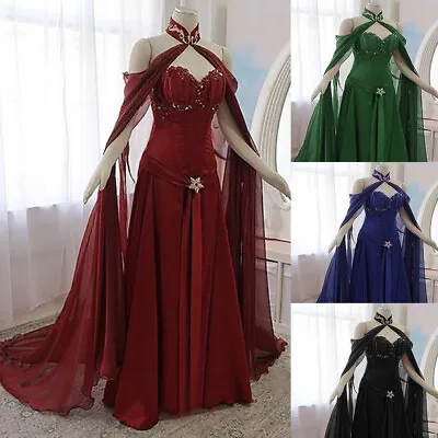 Vintage Medieval Chiffon Wedding Dresses With Wrap Strapless Gothic Bridal Gowns • $156.74