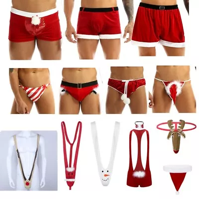 Sexy Men's Novelty Mankini Thong Christmas Reindeer Boxer Briefs Underwear Pants • £4.99