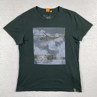 Hugo Boss Shirt Mens Large Green Rescue Guards Helicopter Boss Orange Casual Tee • $18