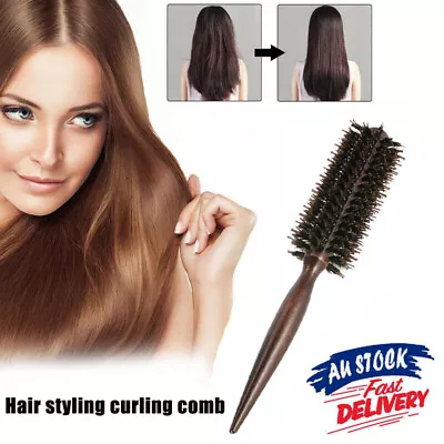 Bristle Hair Brush Comb Quiff Roller Curling Rolling Brush Hair Care Brown • $11.79