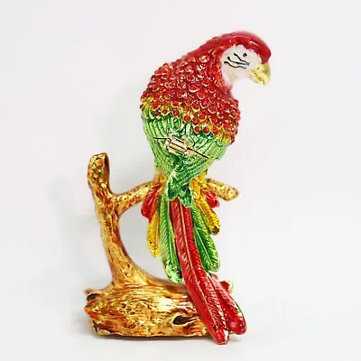 $17.99 • Buy Bejeweled Enameled Animal Bird Trinket Box/Figure With Rhinestones-Macaw Parrot