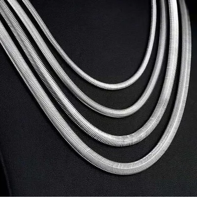 1.6-8mm Real Stainless Steel Silver Flat Snake Chain Necklace Women Men 18-36'' • $7.22