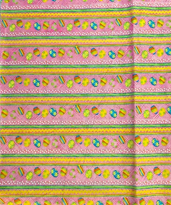 3/4 Yard X 43.5  Wide Vintage Fabric Easter Eggs Toss On Pink Debbie Mumm New! • $8