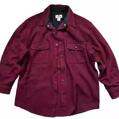 WOOLRICH Heavyweight Red Wool Blend Shirt Jacket Men’s Large Style 6039 • $85