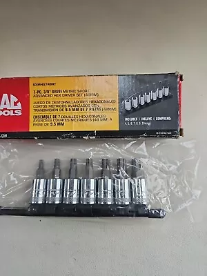 Mac Tools 7 Pc 3/8   Dr Metric Short  Advanced Hex Driver Set (48mm) SXMHS7RBRT • £89.95