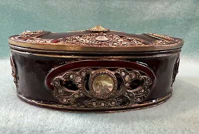 Vintage/Antique Metal Multi Colored Jeweled Trinket Box • $80