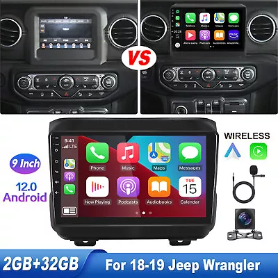 For 2018-2019 Jeep Wrangler Jl GPS Navi Android 12 Car Stereo Radio CarPlay WIFI • $147.03