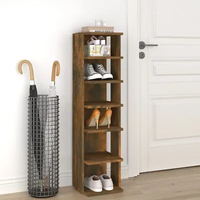 Industrial Rustic Smoked Oak Wooden Narrow Shoe Rack Storage Unit Organiser Wood • £40.99