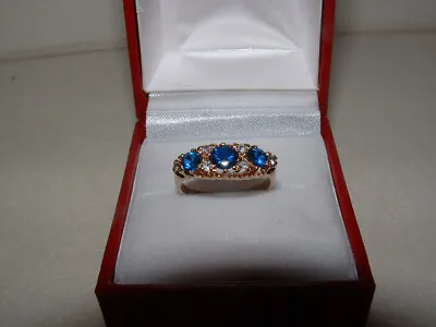 Vintage 9ct Gold Blue And White Spinel Ring Size K • £20