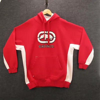 Vintage Ecko Unltd Hoodie Men's 2XL Red Spellout Otherground Rhino Hip Hop Y2K • $34.99