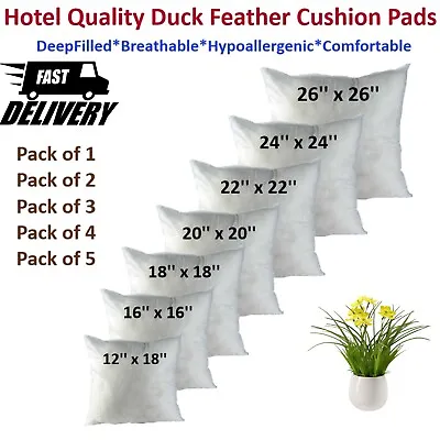£40.45 • Buy Luxury Duck Feather Cushion Pads Inners Inserts Fillers 16’’18’’20’’22’’24’’26’’