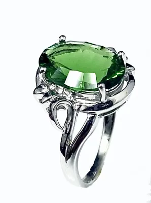 R3864G Classic Mt. St. Helens Green Helenite 10x14mm 4.5Ct Sterling Silver Ring • $60