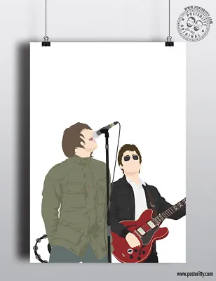 LIAM & NOEL GALLAGHER - Live Minimalist Poster Posteritty Style Art Print Oasis • £10