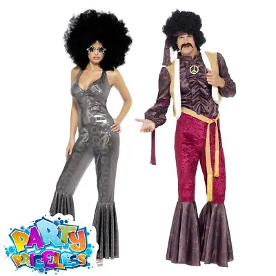 Adult 70s Disco Diva Catsuit Psychedelic Rocker Costume Mens Womens Fancy Dress • £32.49
