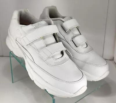 APEX Mens XV926 Double Strap White Walking Shoes Sneakers Comfort Diabetic 14 M • $39.95