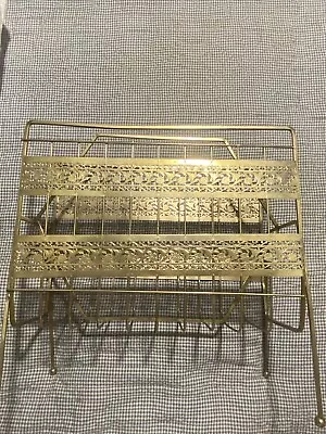 Vintage Brass/Gild Tone Magazine Rack-MCM • $29.99