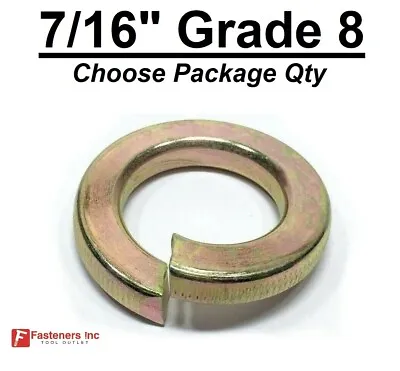 7/16  Grade 8 Hardened Yellow Zinc Plated Steel Split Lock Washers • $7.99