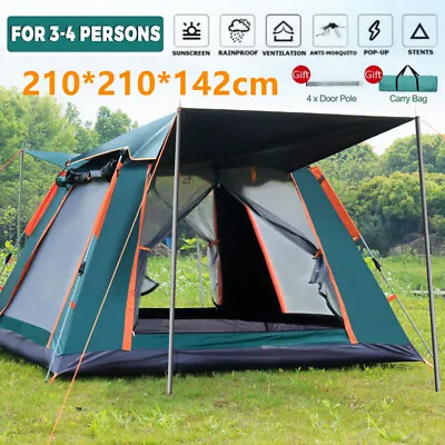 Automatic Instant Pop Up 4 Man Camping Tent Family Outdoor Hiking Shelter UK • £39.99