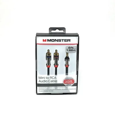 Monster 6-FT 1.82M MINI TO RCA AUDIO CABLE 3.5mm Phone Tablet Speaker TV PC HQ • $15.99