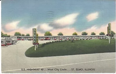 ST. ELMO ILLINOIS IL Postcard Waldorf Motel And Steak House Tiled Shower Adv.   • $2.25