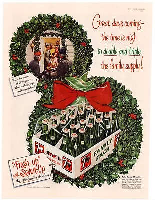 Print Ad Seven Up 7-Up Christmas 1954 Full Page Large Magazine 13.5 X10.5  • $15