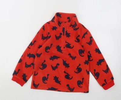 £2.75 • Buy George Boys Red Geometric Polyester Pullover Sweatshirt Size 3-4 Years Zip - Din