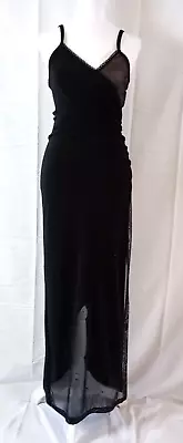 Tower USA Long Black High Split Side Ruched Maxi Dress Prom Cocktail Party Sz S • $29.90