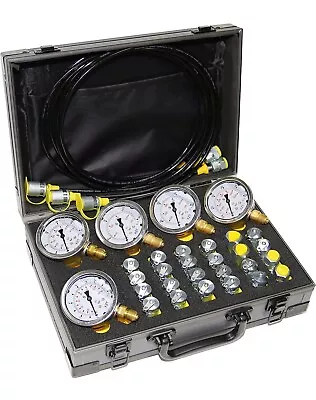 60P Hydraulic Pressure Test Kit With 5 Gauges 24 Couplings 3 Hoses For Excavator • $165.99