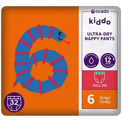 Kiddo Ultra-Dry Nappy Pants Size 6 (16kg+) 32 Per Pack • £9.99