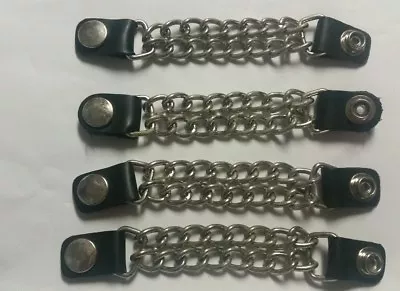 4 Pcs Double Chain Leather Motorcycle Vest Extender Plain • $14.99