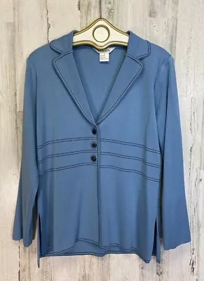 Misook Cardigan Blue Button Up L/S Sweater Blazer Jacket Top Sz L - Plz Read • $26.50