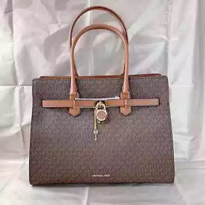 Michael Kors 35F1GHMT4B Hamilton XL EW Tote Lock Key Satchel In Brown • $231